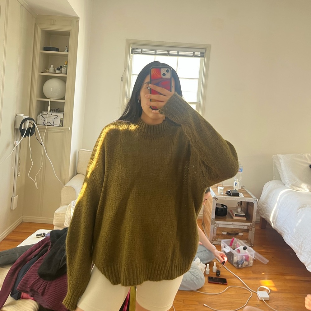 MOHAIR GREEN SWEATER MOCKNECK - ARE YOU